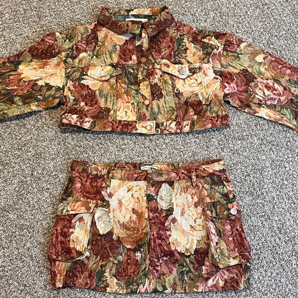 Fashion Nova Floral Mini Skirt Set - Multicolor